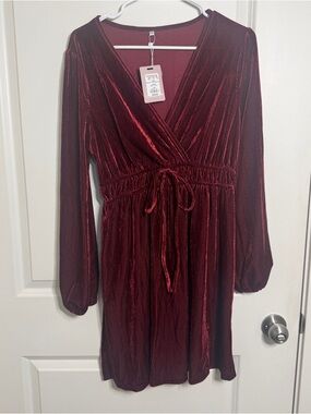 Kohl's Bright Red Velvet Wrap Dress